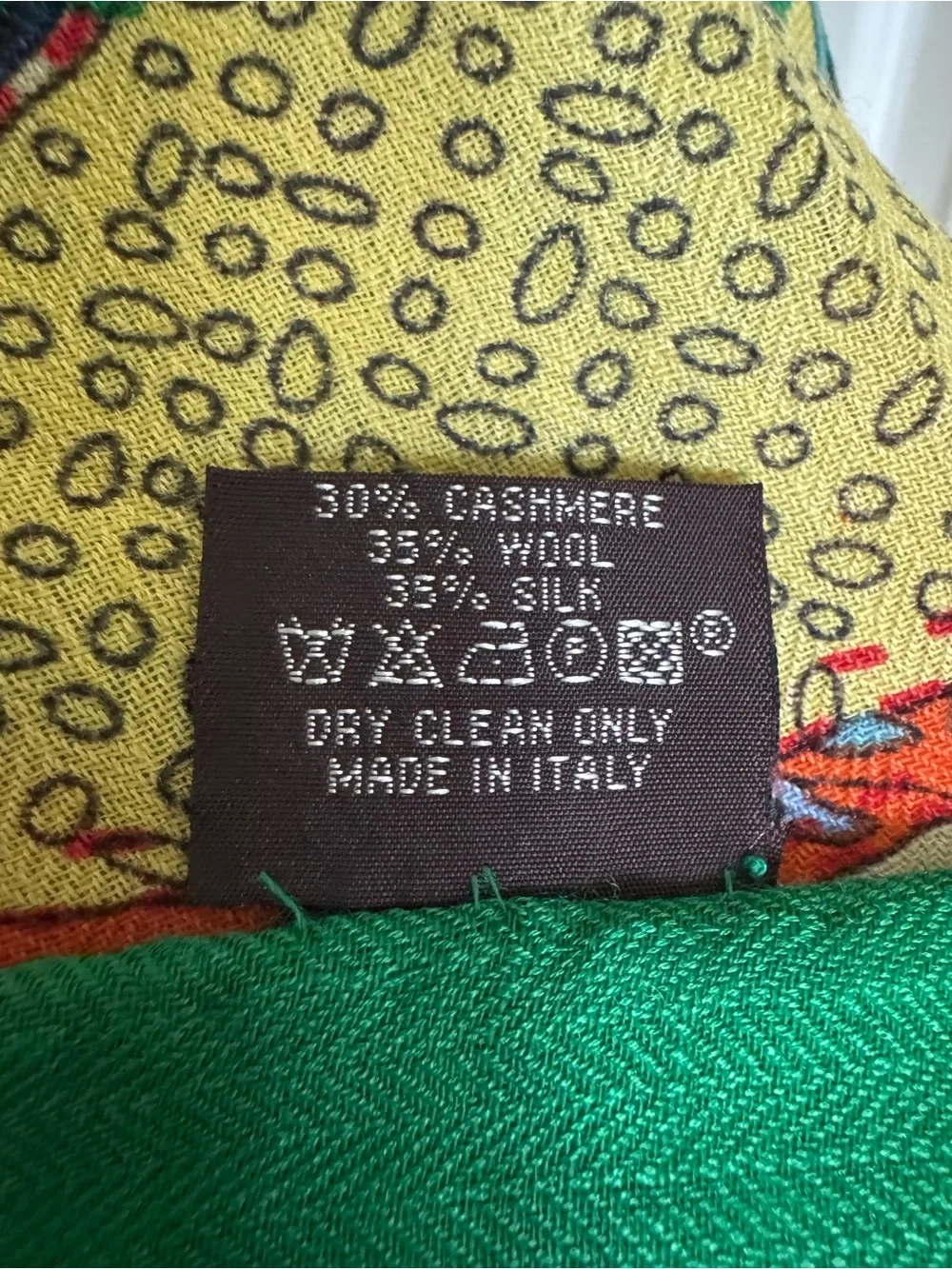 HERMES Multicolor Wool/Silk Blend Wrap Scarf - Picture 5 of 8